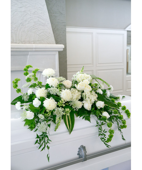 Green and White Casket Blanket