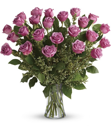 1 Dozen Lavender Roses, One Dozen Purple Roses