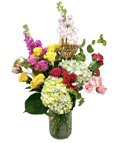 Yellow Roses, Red Roses, Pink Roses, Full Bloom Hydrangea