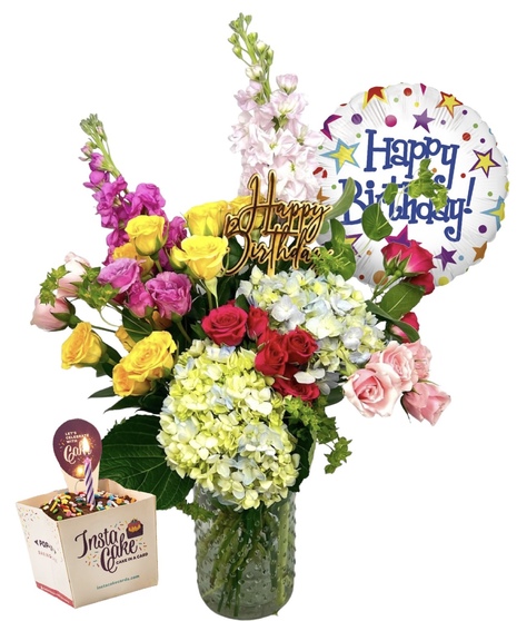 Yellow Roses, Red Roses, Pink Roses, Full Bloom Hydrangea