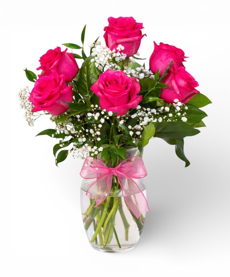 Half Dozen Pink Roses