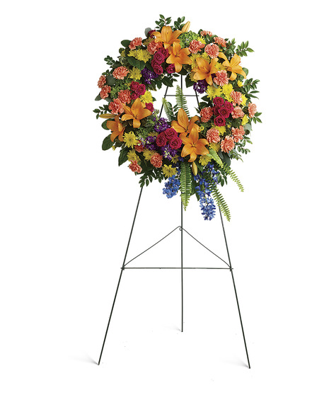 Hydrangea, Lilies, Roses, Sympathy Wreath