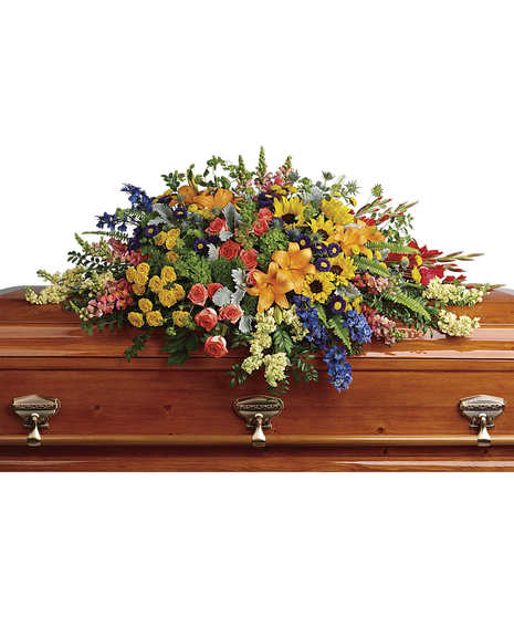 Full Casket Spray, Gladiolus, Lilies, Roses 