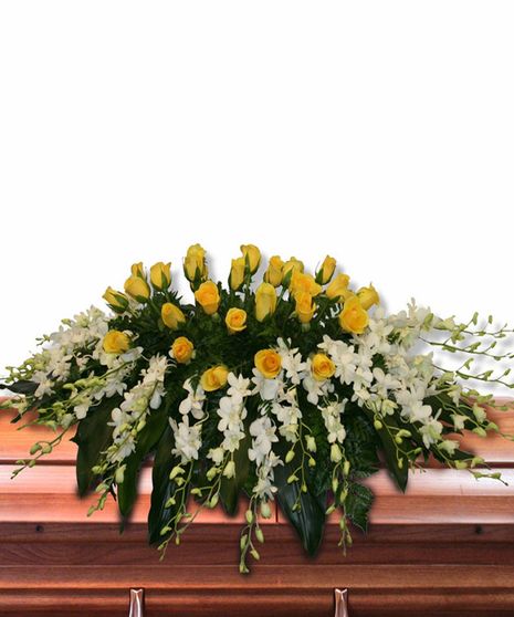 White Orchid and Yellow Rose
